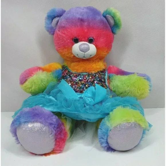 Build-A-Bear | Toys | Build A Bear Colorful Rainbow Teddy Bear Wearing  Sequined Lacy Dress 7 Plush | Poshmark